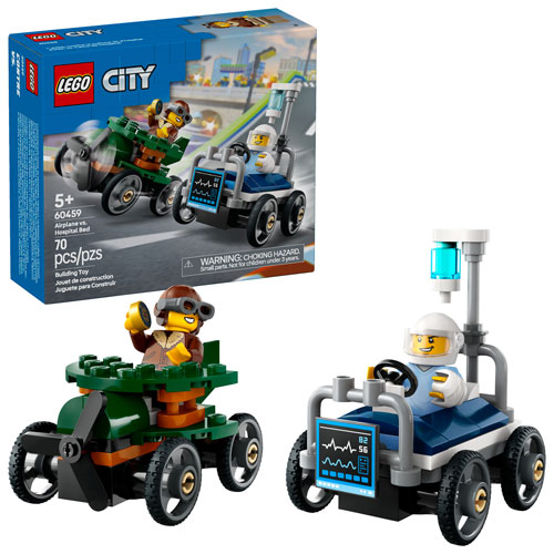 LEGO City : Ensemble de course L'avion contre la voiture-lit d'hôpital - 70 pièces