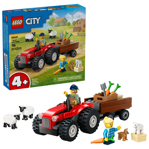 LEGO City : Le tracteur agricole rouge avec remorque et moutons - 116 pièces