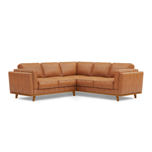 VALENCIA  Artisan L-Shape Corner Leather Sectional Sofa, Cognac