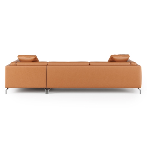 Valencia Zadar Leather Sofa with Right Chaise, Cognac