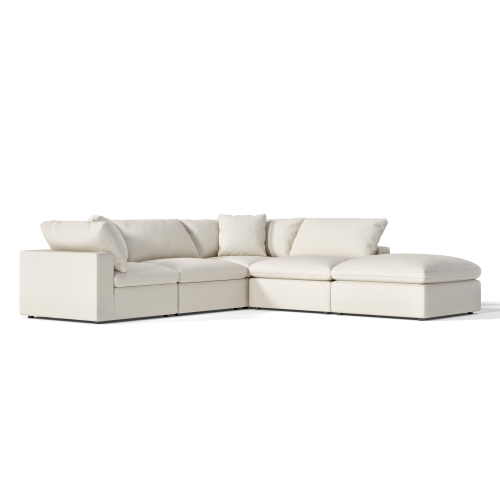 Image 1 of 10.. Valencia Ophelia Fabric Modular Sectional Sofa, 5 Seaters Right Sectional, Beige