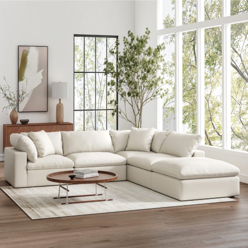 Valencia – sofa modulaire en tissu Ophelia, 5 places, modulaire droit, beige