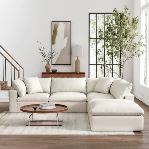 Valencia – sofa modulaire en tissu Ophelia, 5 places, modulaire droit, beige