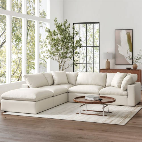 Valencia Ophelia Fabric Modular Sectional Sofa, 5 Seaters Left Sectional, Beige