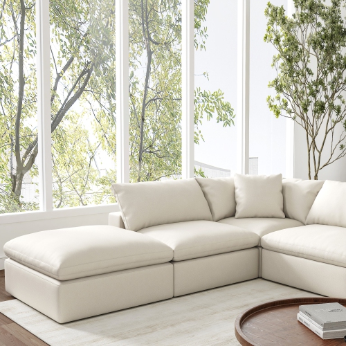 Valencia Ophelia Fabric Modular Sectional Sofa, 5 Seaters Left Sectional, Beige