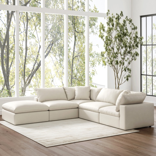 Valencia Ophelia Fabric Modular Sectional Sofa, 5 Seaters Left Sectional, Beige
