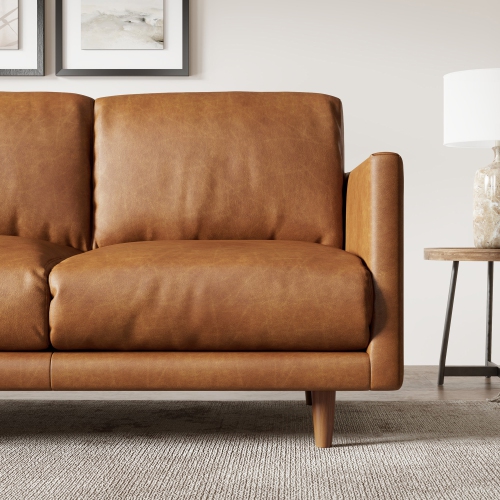 Valencia Toulon Leather Three Seats Sofa, Cognac