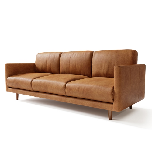 Valencia Toulon Leather Three Seats Sofa, Cognac