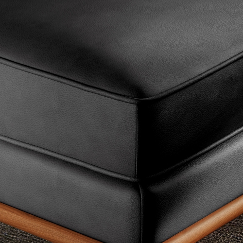 Valencia Artisan Top Grain Leather Ottoman, Black