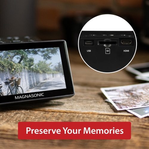 Magnasonic 25MP Film Scanner with Large 5" Display & HDMI, Long Tray Slide Film Holders
