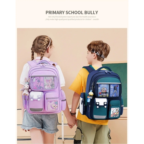 2024 Children's School Bag Boy's Backpack Primary Girl Schoolbag Student's Backpack 1-6 Grades Boys&Girls Spine Relief Backpack - Pink