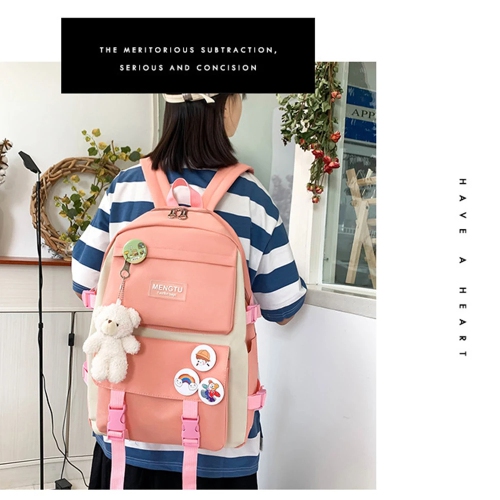 Sac à dos d'école pour filles pour les étudiants du milieu avec style sac à main en toile étanche sac à main stylo sac portefeuille sac d'école