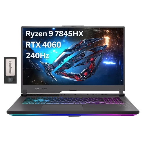 ASUS ROG Strix G17 Gaming Laptop, 17.3" QHD 240Hz, AMD Ryzen 9-7845HX, NVIDIA GeForce RTX 4060 GPU, 1TB SSD, 16GB DDR5 RAM, WiFi 6, Win 11 Pro, Gray,