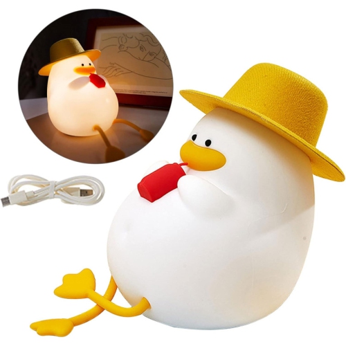 Cute Duck Night Light, Cute Duck Lamp for Kids, Cute Duck Light Silicone Night Light, 30 Minutes Timer & Tap Control Night Light for Kids Room Decor