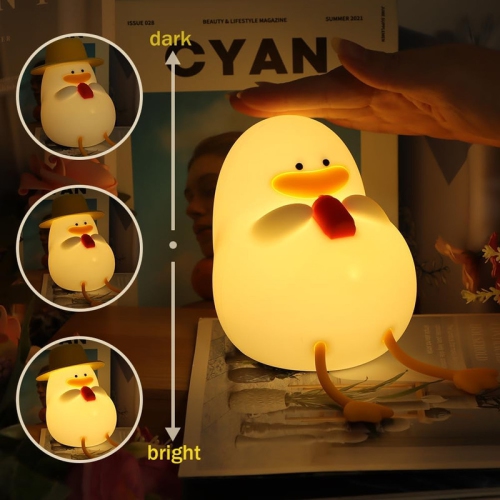 Cute Duck Night Light, Cute Duck Lamp for Kids, Cute Duck Light Silicone Night Light, 30 Minutes Timer & Tap Control Night Light for Kids Room Decor