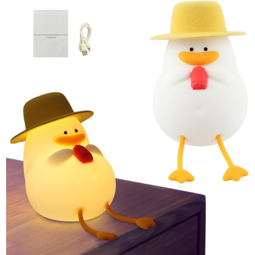 Cute Duck Night Light, Cute Duck Lamp for Kids, Cute Duck Light Silicone Night Light, 30 Minutes Timer & Tap Control Night Light for Kids Room Decor