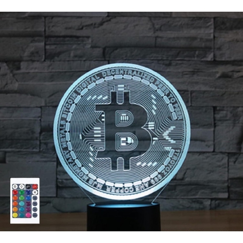 TARGET 3D Bitcoin Remote Control 16 Color Night Lights Illusion Acrylic Led Table Bedside Lamp Children Bedroom Desk Decor Birthday Gifts Toy for Kids