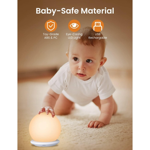 Night Light Kids, Baby Night Light with Touch Control, Warm Light, 8 RGB Colors, USB Rechargeable LED Night Light Lamp for Kids, for Bedroom,