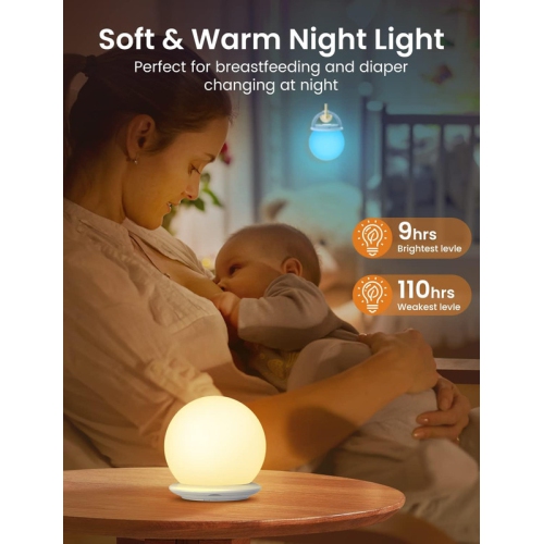 Night Light Kids, Baby Night Light with Touch Control, Warm Light, 8 RGB Colors, USB Rechargeable LED Night Light Lamp for Kids, for Bedroom,