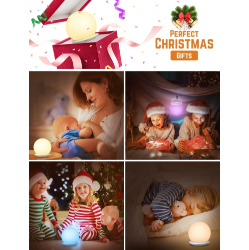 Night Light Kids, Baby Night Light with Touch Control, Warm Light, 8 RGB Colors, USB Rechargeable LED Night Light Lamp for Kids, for Bedroom,