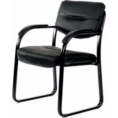 PRIME MADE  Scratch Resistant With Arms And Sled Base Side Leather Guest Chair In Black