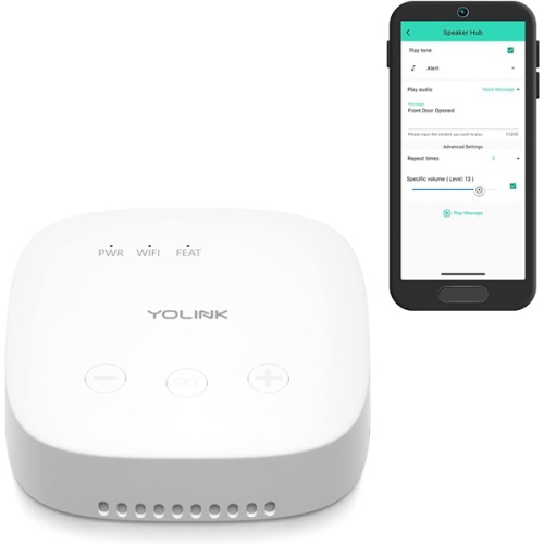 Image 1 of 4.. YoLink : ‎ 7.5 x 7.5 x 2.3 cm Smart Home Speaker Hub White