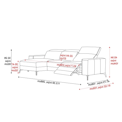 Valencia Esther Top Grain Leather Sofa, Three Seats with Left Chaise, Beige