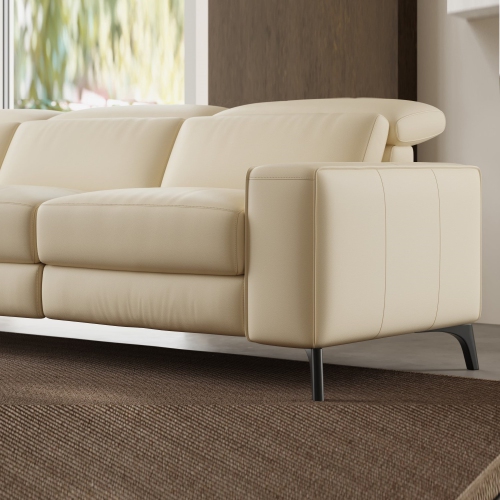 Valencia Esther Top Grain Leather Sofa, Three Seats with Left Chaise, Beige