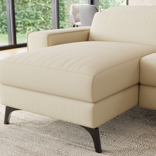 Valencia Esther Top Grain Leather Sofa, Three Seats with Left Chaise, Beige