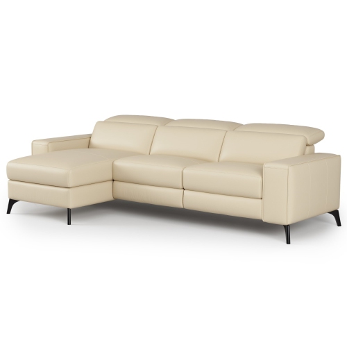 Valencia Esther Top Grain Leather Sofa, Three Seats with Left Chaise, Beige