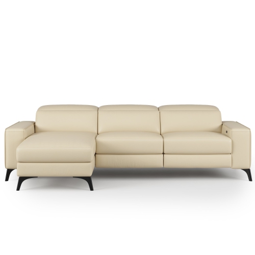 Valencia Esther Top Grain Leather Sofa, Three Seats with Left Chaise, Beige