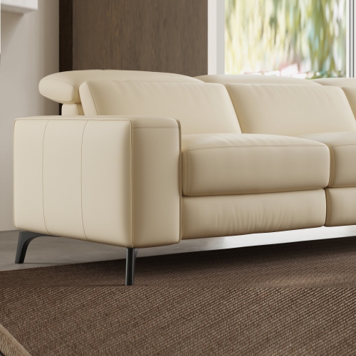 Valencia Esther Top Grain Leather Sofa, Three Seats with Right Chaise, Beige