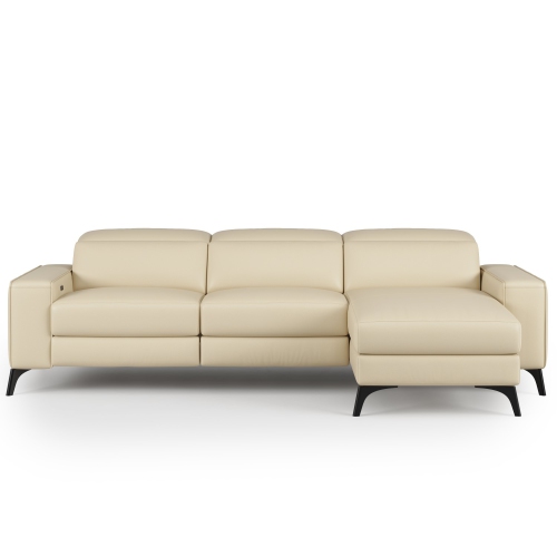 Valencia Esther Top Grain Leather Sofa, Three Seats with Right Chaise, Beige