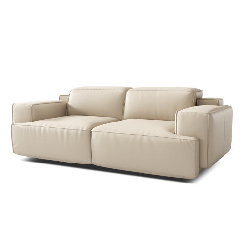 Valencia Valentina Leather Loveseat Recliner Sofa, Beige