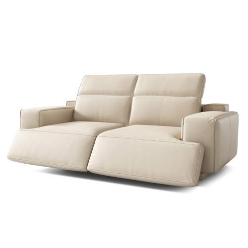 Valencia Valentina Leather Loveseat Recliner Sofa, Beige