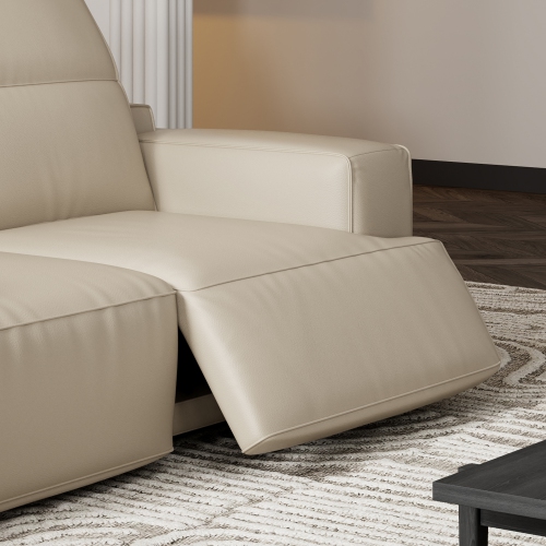 Valencia Valentina Leather Loveseat Recliner Sofa, Beige