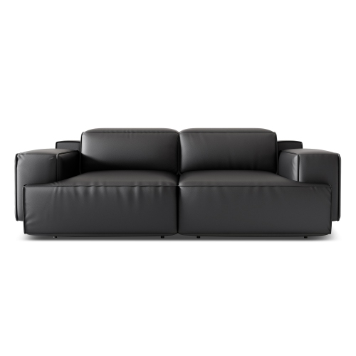 VALENCIA  Valentina Leather Loveseat Recliner Sofa In Black