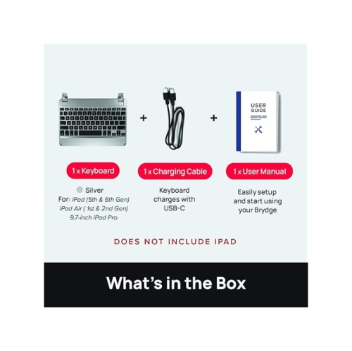 Brydge 9.7 Wireless Keyboard Compatible with iPad 6th Gen, iPad 5th Gen (2017), iPad Pro 9.7 inch - (Space Grey)