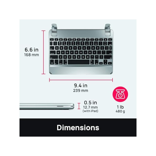 Brydge 9.7 Wireless Keyboard Compatible with iPad 6th Gen, iPad 5th Gen (2017), iPad Pro 9.7 inch - (Space Grey)