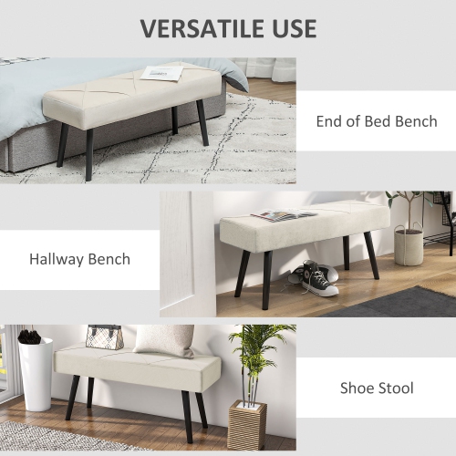 HOMCOM 39" End of Bed Bench, Velvet Upholstered Entryway Bench with Thick Padding & Steel Legs, Multifunctional Footrest for Bedroom, Living Room,