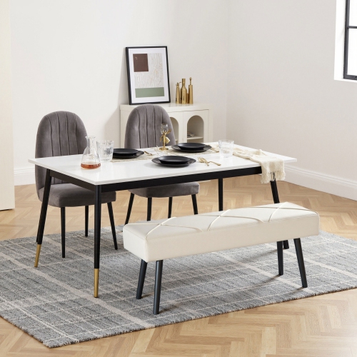 HOMCOM 39" End of Bed Bench, Velvet Upholstered Entryway Bench with Thick Padding & Steel Legs, Multifunctional Footrest for Bedroom, Living Room,