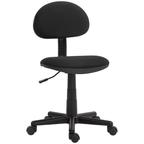 HOMCOM  Armless Office Chair, Small Desk Chair With Adjustable Height, 360° Swivel Wheels, Low Back for Small Spaces In Black