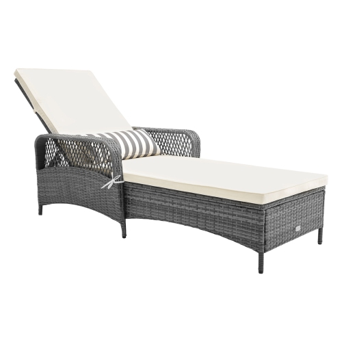 Chaise longue d'extérieur inclinable 1 pièces de Costway avec coussin et coussin pour le dos à 6 niveaux