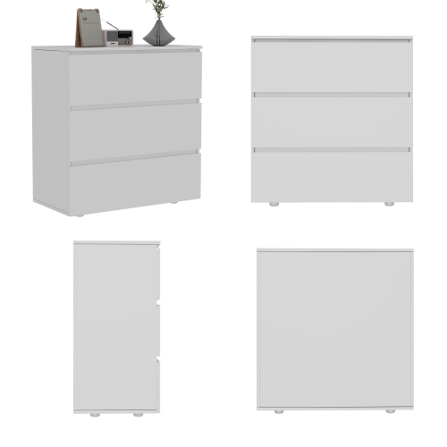 Famapy 3-Drawer Storage Chest, Compact White Wooden Organizer for Any Room White