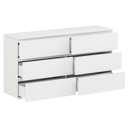 Famapy 6-Drawer Storage Chest, Handle-Free White Organizer with Pop-Out Drawers for Bedroom White