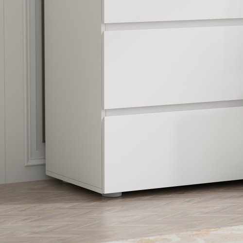 Famapy 6-Drawer Storage Chest, Handle-Free White Organizer with Pop-Out Drawers for Bedroom White