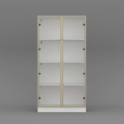 Famapy Contemporary Bookshelf with Glass Doors, LED Lighting, and Adjustable Shelves for Living Room or Study White