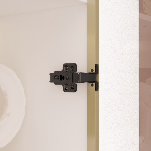 Famapy Contemporary Bookshelf with Glass Doors, LED Lighting, and Adjustable Shelves for Living Room or Study White