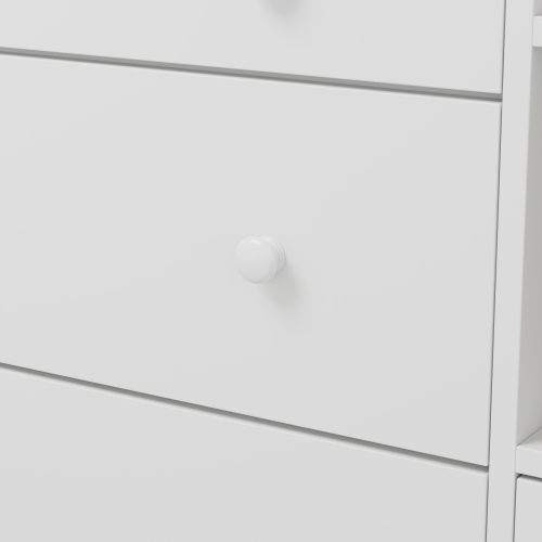 Commode à 5 tiroirs avec tablettes ouvertes Famapy, rangement spacieux pour chambre à coucher ou chambre de bébé, blanc