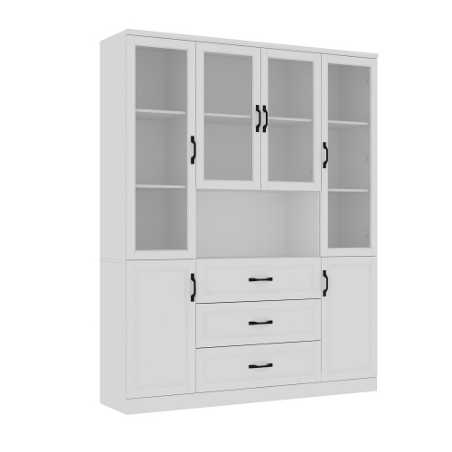FAMAPY  Bookcase With Adjustable Shelves & Storage Drawers, Tall Freestanding Organizer for Home Or Office (63" W X 15.7" D X 78.7" H) In White